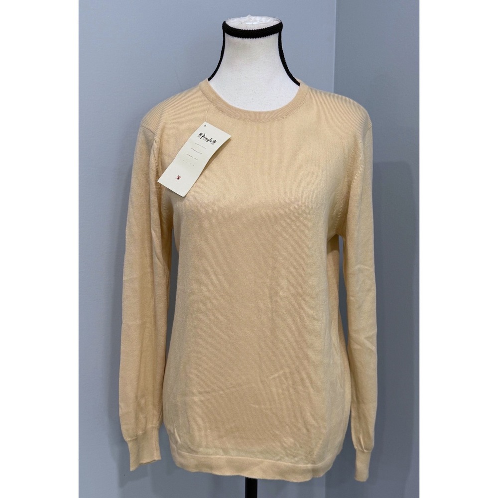 NWT Vintage Pringle of Scotland Olivia Pullover Sweater Beige Pima Cotton Small